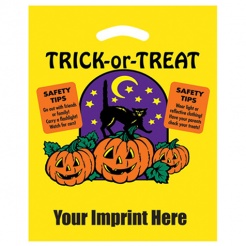"Trick-or-Treat" Halloween Take Home Bags 12"x15" Reflective Yellow (Custom)